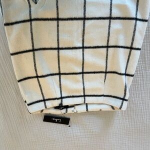 Loft White and Black Plaid Skirt